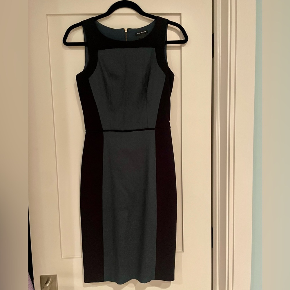 Club Monaco Black and Green Midi Dress